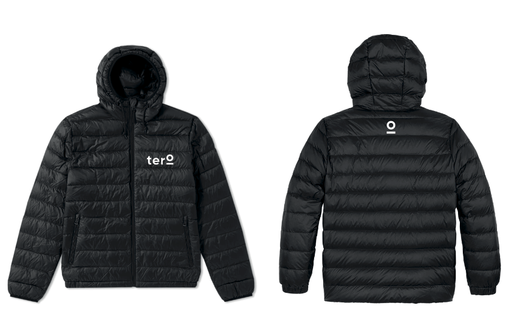 [TERO - PADDED JACKET BLCK -] Black Lightweight hooded down Jacket  - Tero 